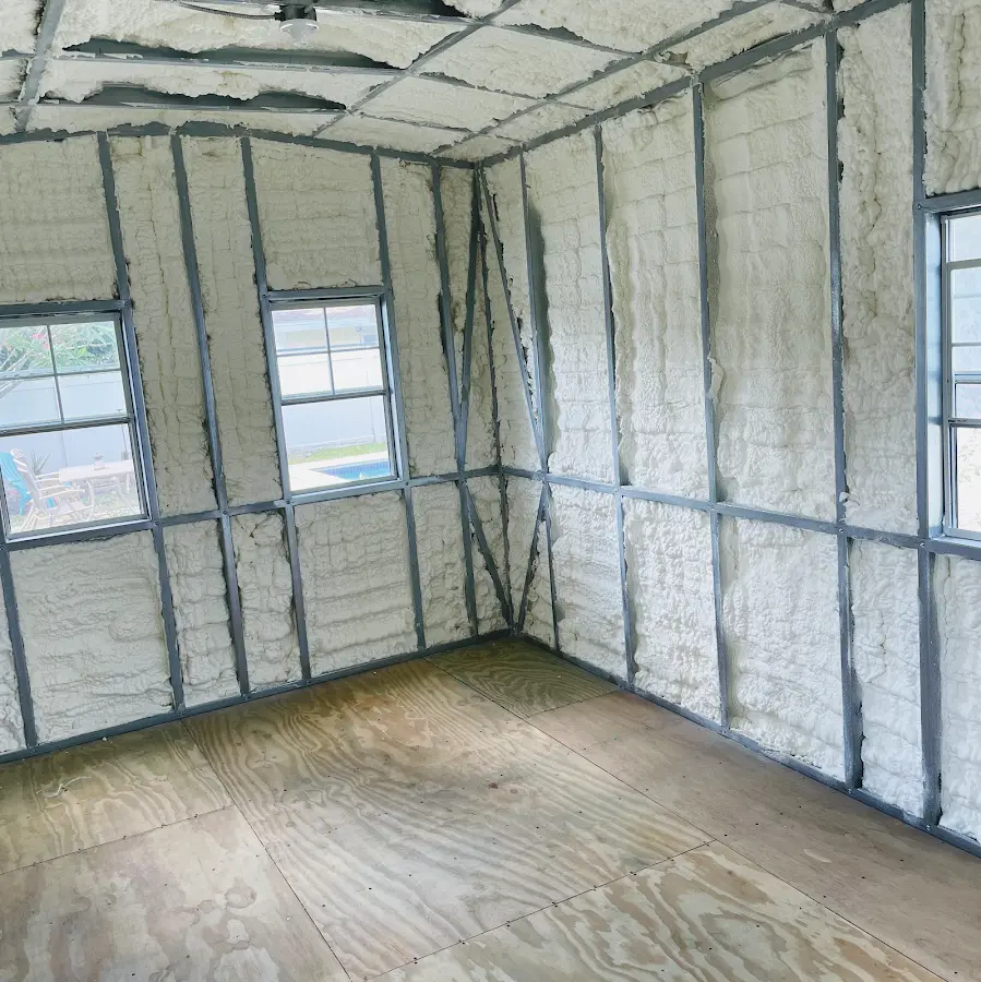Closed-cell spray foam insulation applied to wall cavities in a residential project in Santa Clarita